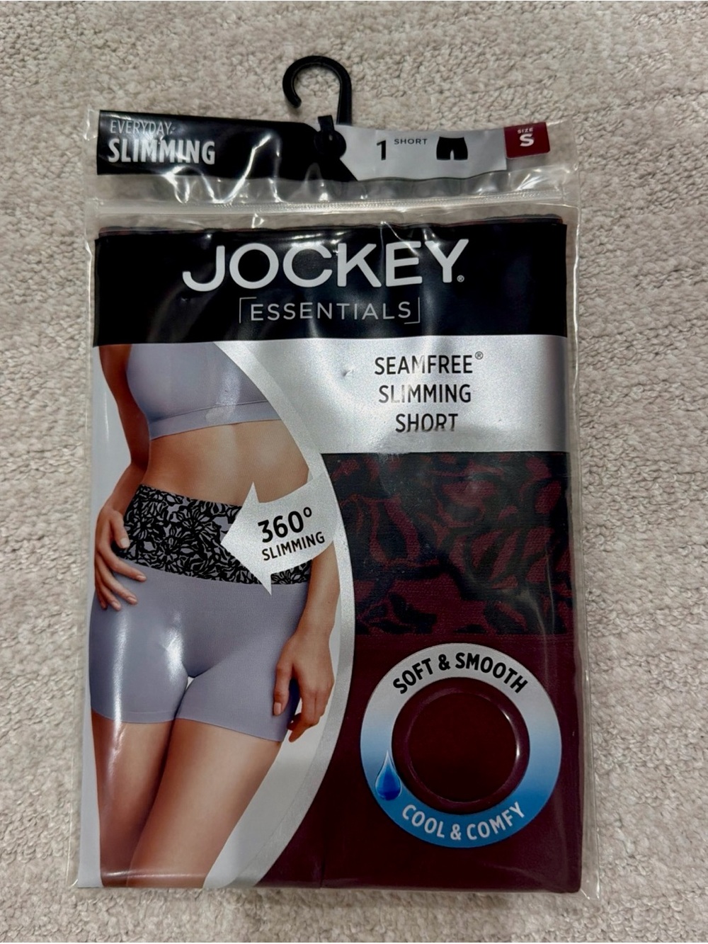 Jockey Essentials Seamfree Slimming Short - Burgundy and Black
